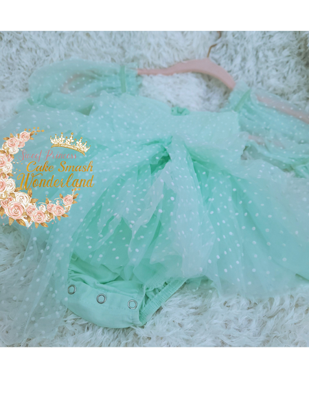 Rts Mint Mia polka dots romper size 2/3t