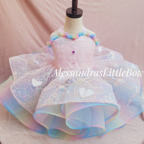 Balloon Hearts Cupcake Rainbow Couture Dress