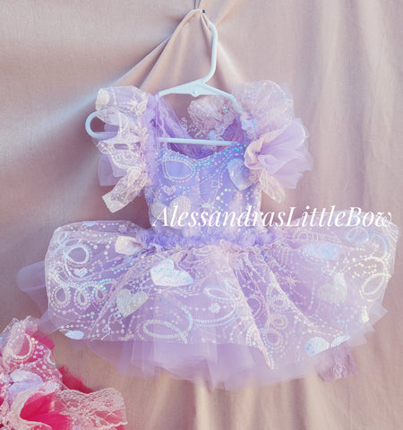 Balloon hearts Whimsical Romper in Lavender