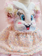 Sparkly Bunny  Deluxe Whimsical romper in Blush