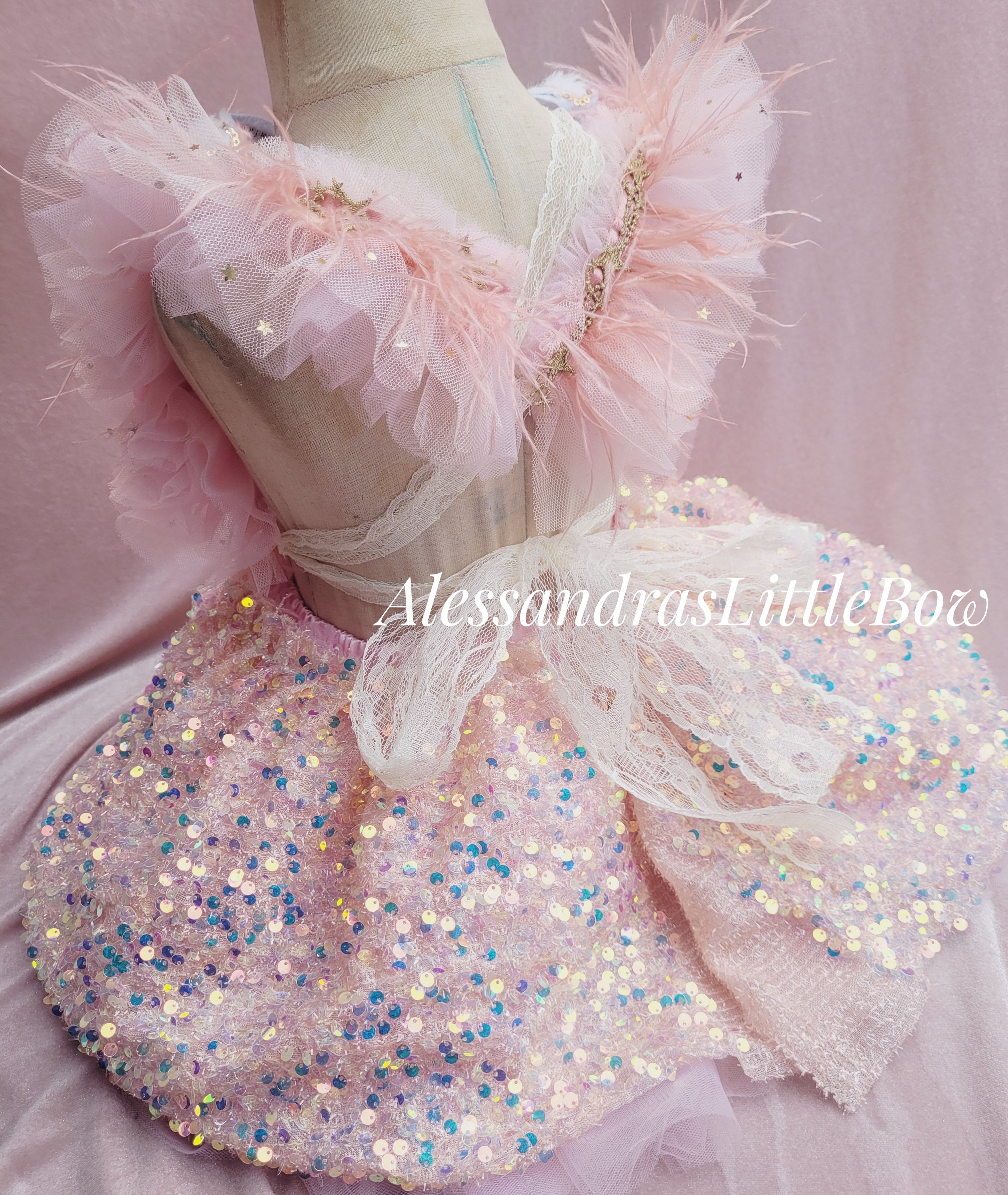 Sparkly Bunny  Deluxe Whimsical romper in Blush