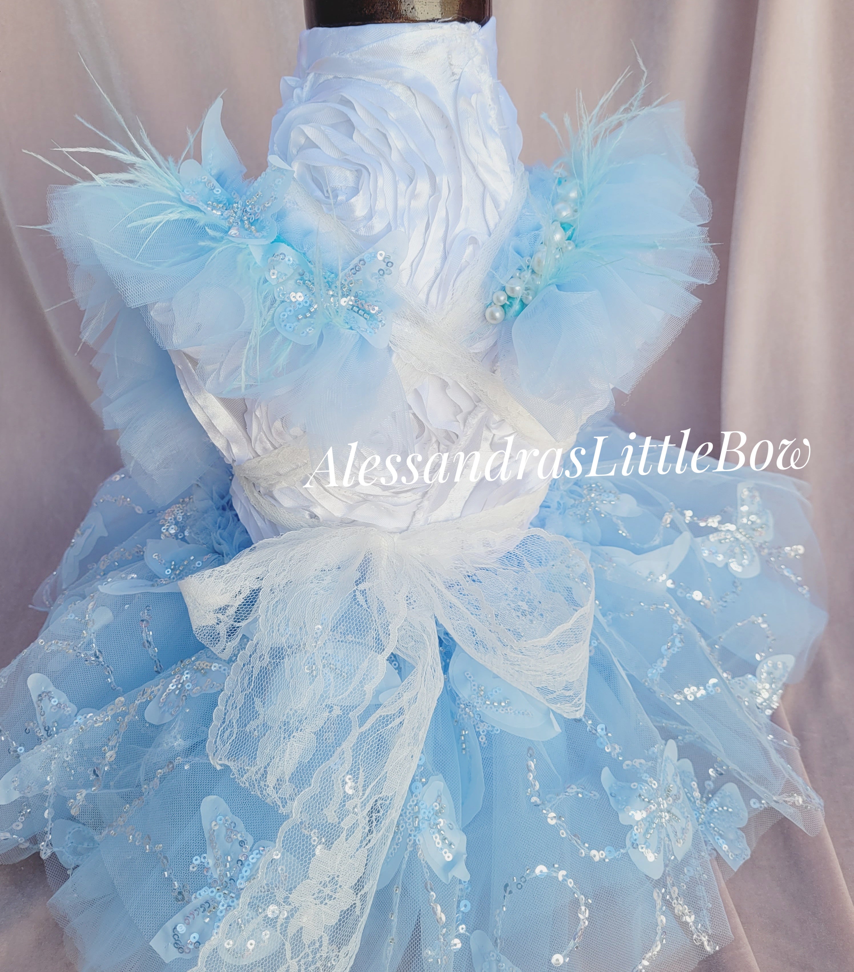 Sparkly Pink Pearl Butterfly Deluxe Couture Romper - AlessandrasLittleBow