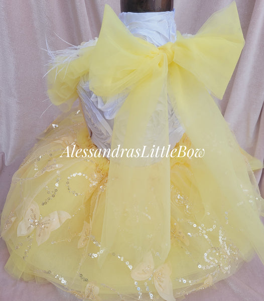 Ready to ship Sunshine butterfly Couture Romper size 4t fits 3t-5t