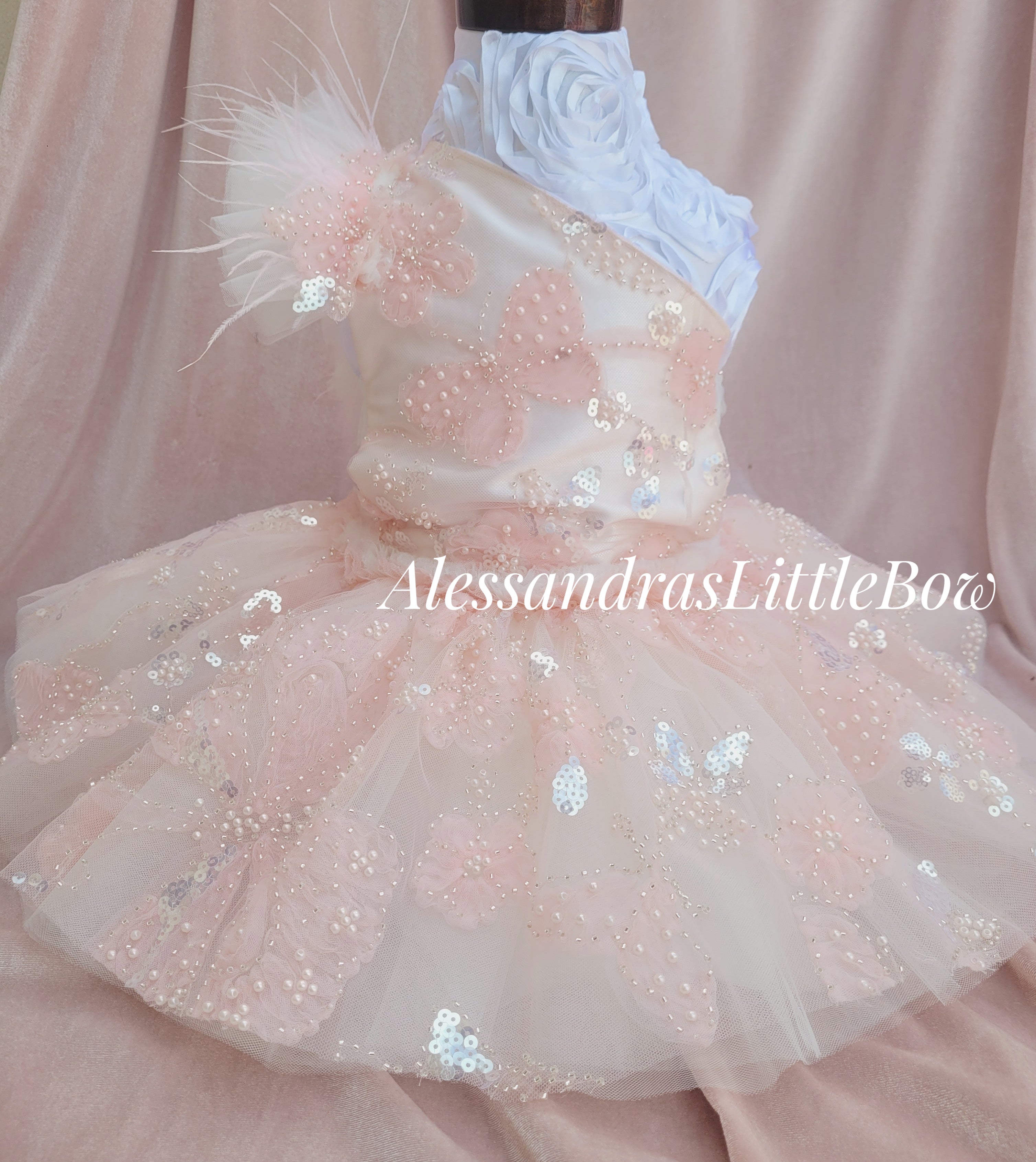 Mia One Shoulder Deluxe Couture Romper - color options - AlessandrasLittleBow