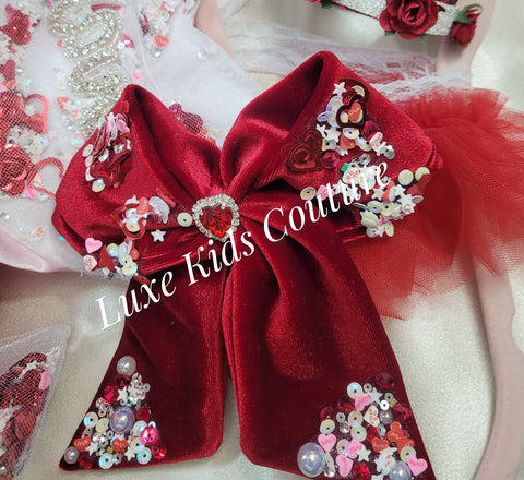 Red Velvet Confetti valentine's Hair bow