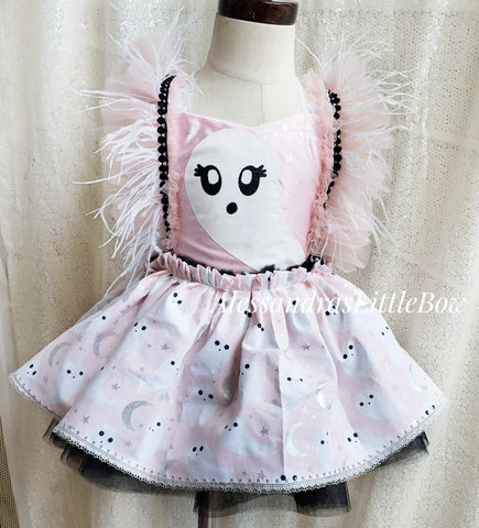 Pink Girly Ghost Whimsical Romper