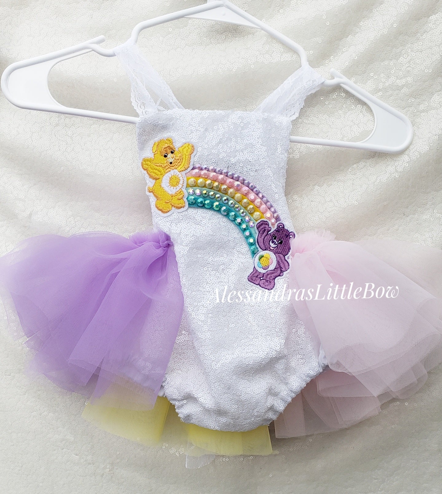 Care Bears Embellished Rainbow Tutu Romper - AlessandrasLittleBow