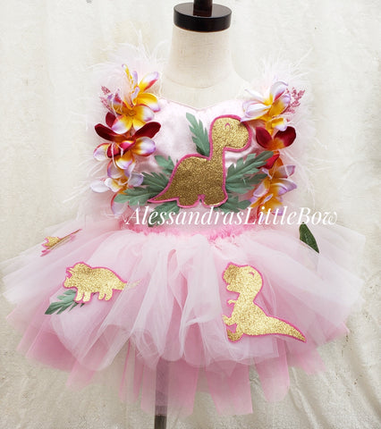 Pink and gold Dino Luxury whimsical Romper