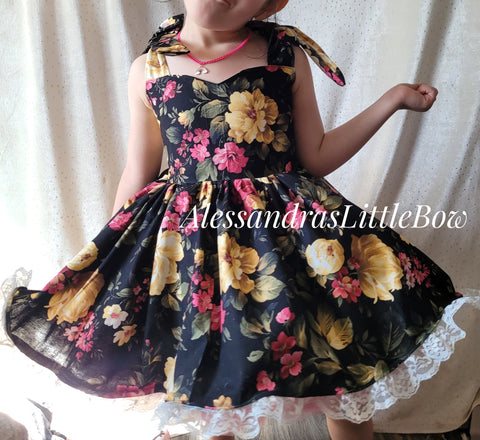Ready to ship Black Fall Floral 5t fits 4t-6kids