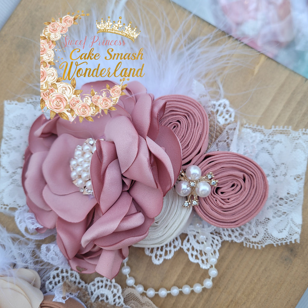 Pearl Couture Flower headband - AlessandrasLittleBow