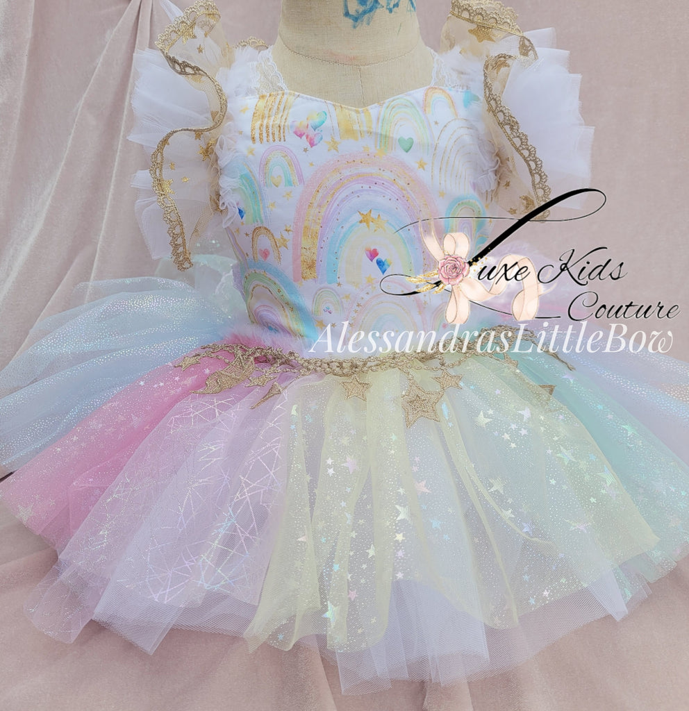 RTS Pastel Rainbow whimsical romper size 18/24mo