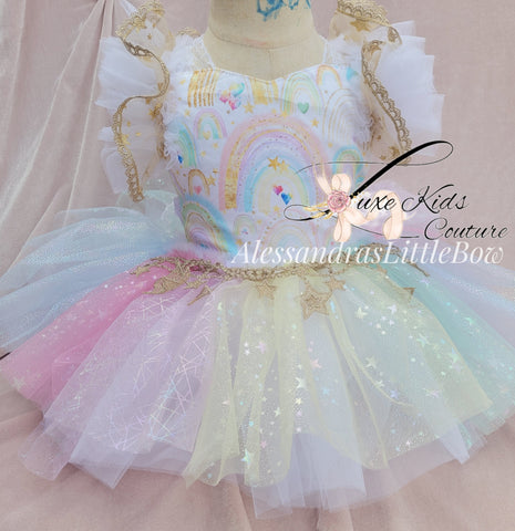 RTS Pastel Rainbow whimsical romper size 18/24mo