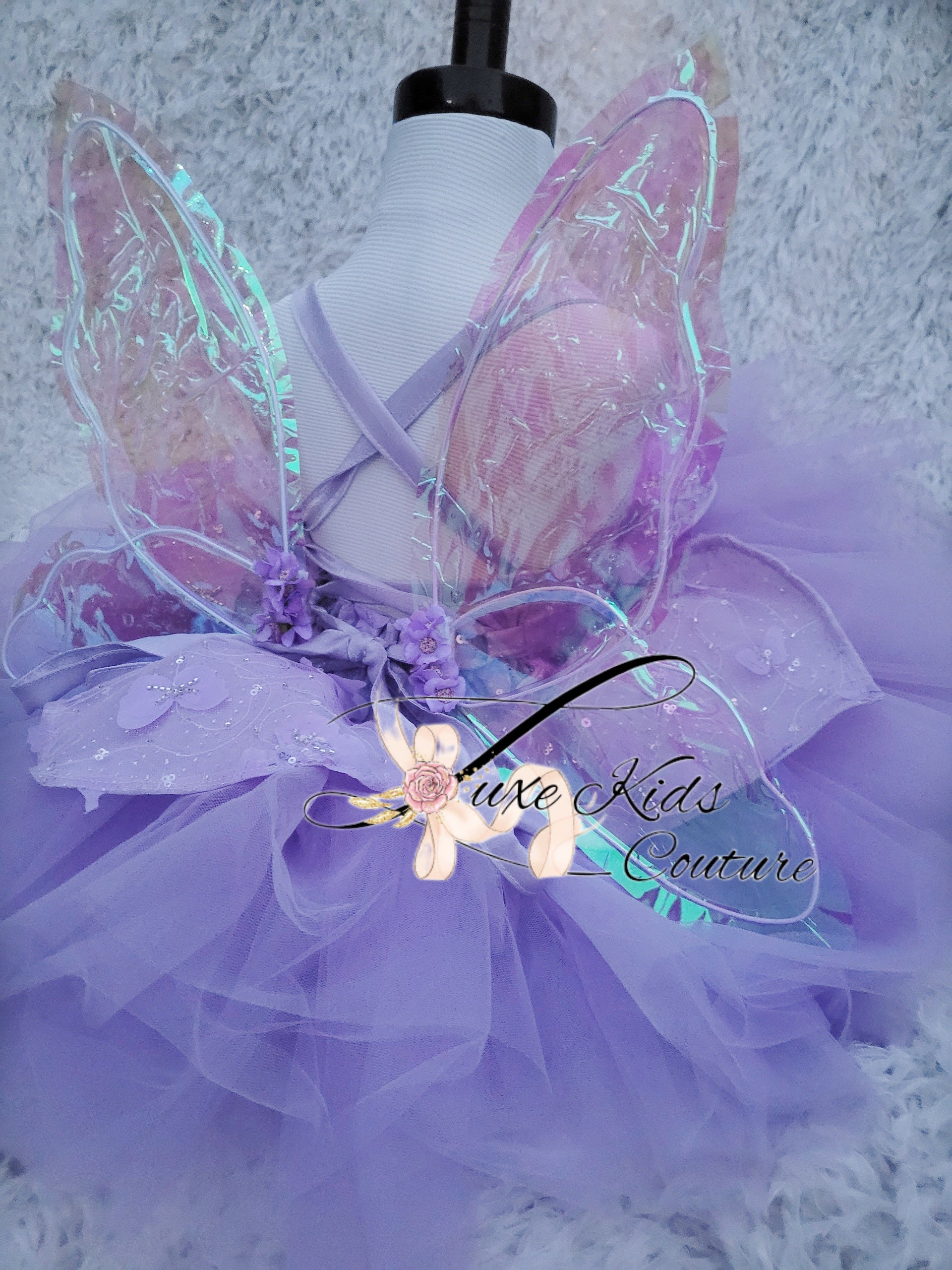 Lavender Fairy butterfly couture dress with wings 12 kids / attached to dress with snaps Lavender Fairy butterfly couture dress with wings 12 kids / attached to dress with snaps