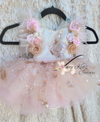 READY TO SHIP size 12mo (fits 9mo-18m) Cream butterfly whimsical romper