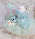 Mint Green Fairy butterfly couture dress with wings