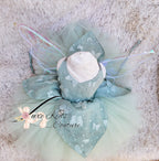 Mint Green Fairy butterfly couture dress with wings