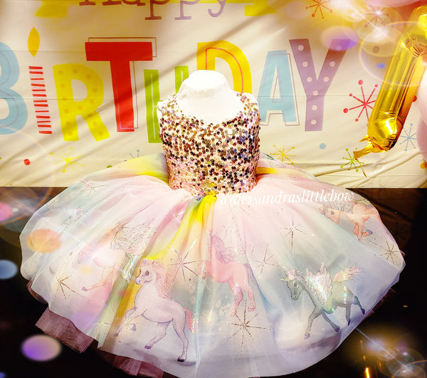 Magical Unicorn Couture dress - AlessandrasLittleBow