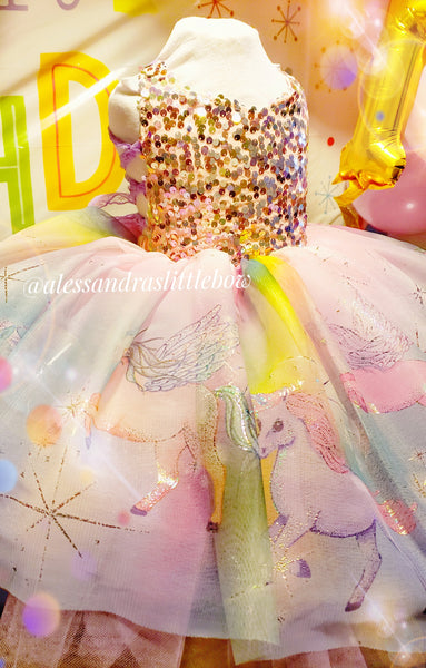 Magical Unicorn Couture dress - AlessandrasLittleBow
