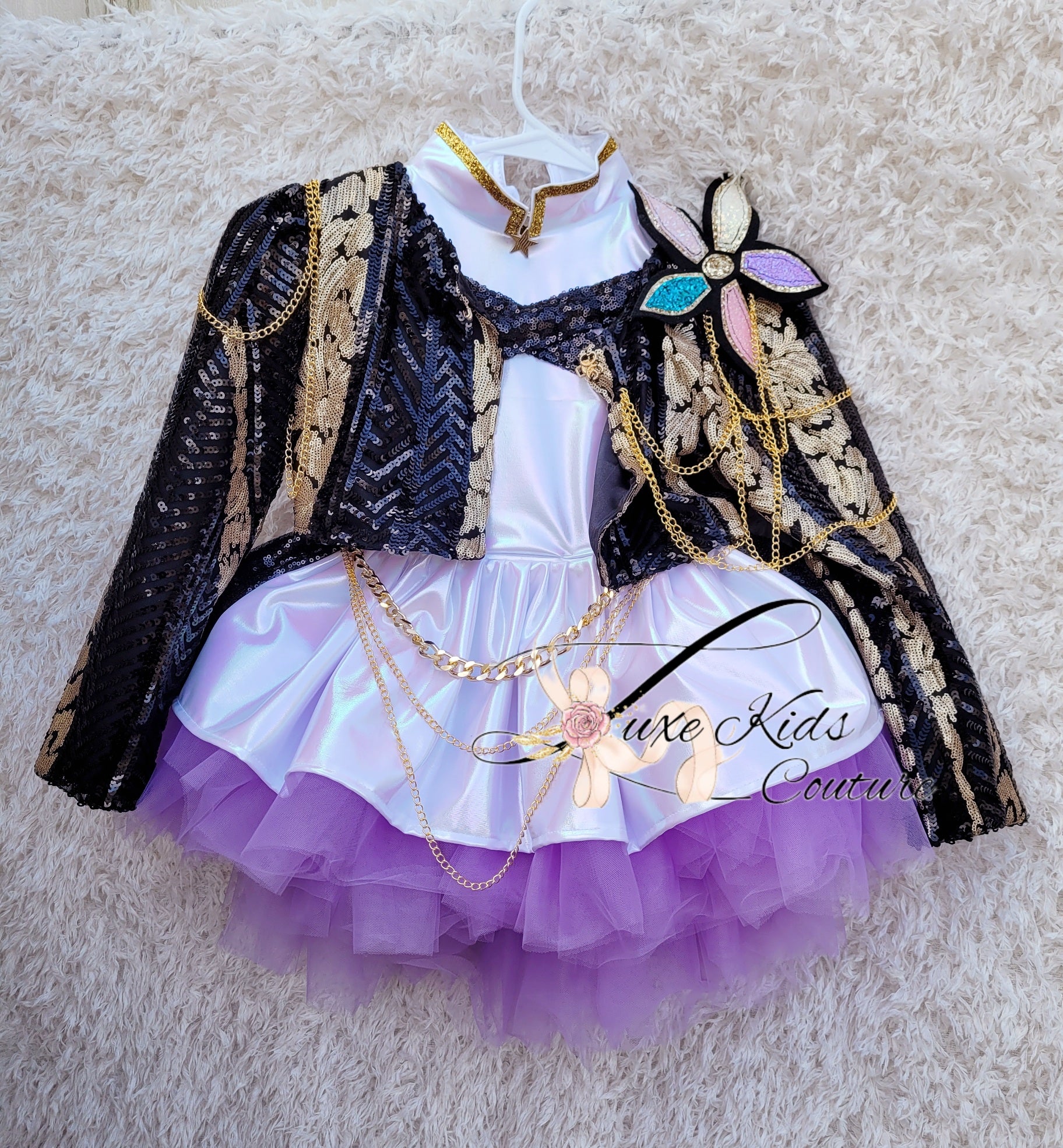 Girl Golden Couture Dress and Jacket