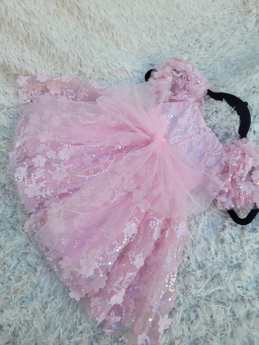 RTS Pink flower sequin dress size 24mo/2t