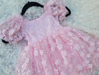 RTS Pink flower sequin dress size 24mo/2t