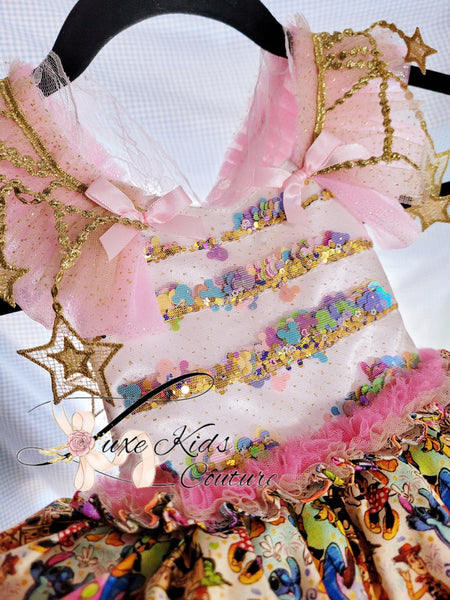 RTS Size 12mo fits (9mo-18mo) Storybook Confetti Character whimsical couture romper