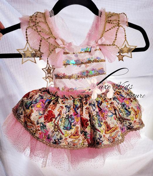 RTS Size 12mo fits (9mo-18mo) Storybook Confetti Character whimsical couture romper