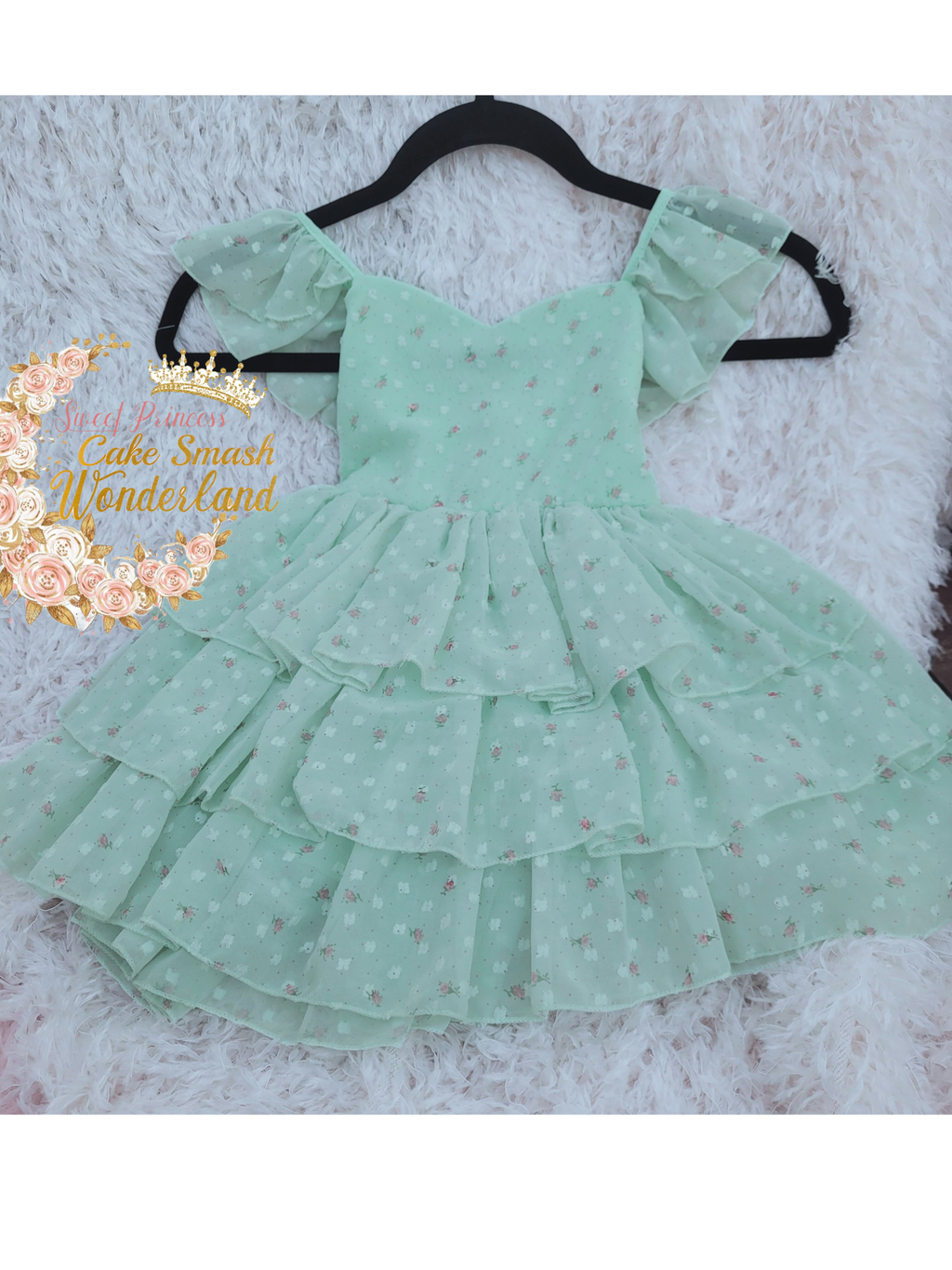 RTS Mint floral Tier dress size 2/3t