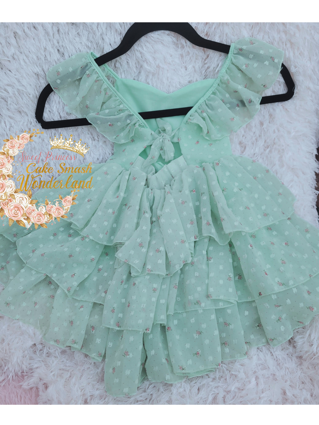 RTS Mint floral Tier dress size 2/3t