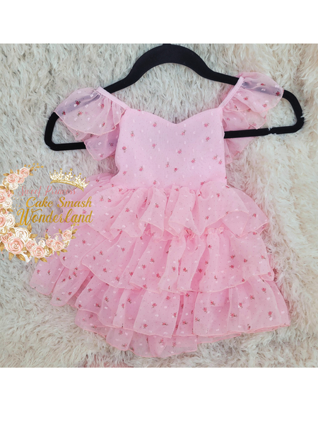 RTS pink floral Tier dress size 12-24mo