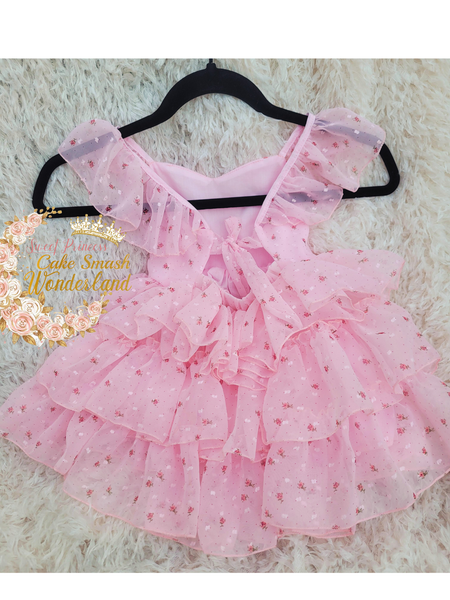 RTS pink floral Tier dress size 12-24mo