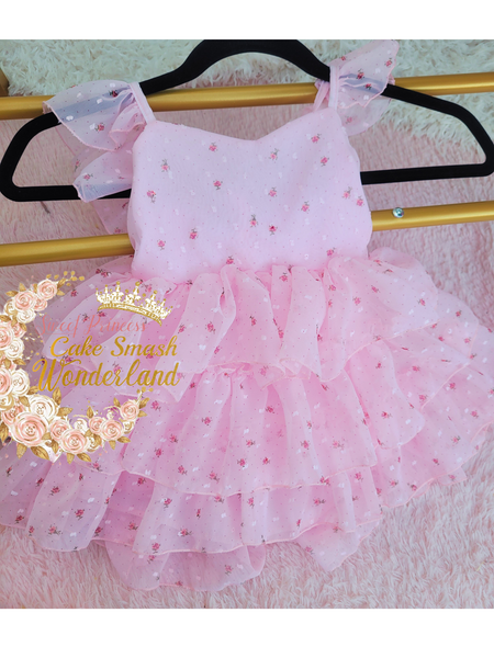 RTS pink floral Tier dress size 12-24mo