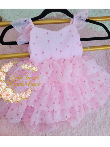 RTS pink floral Tier dress size 12-24mo
