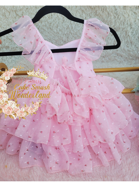 RTS pink floral Tier dress size 12-24mo