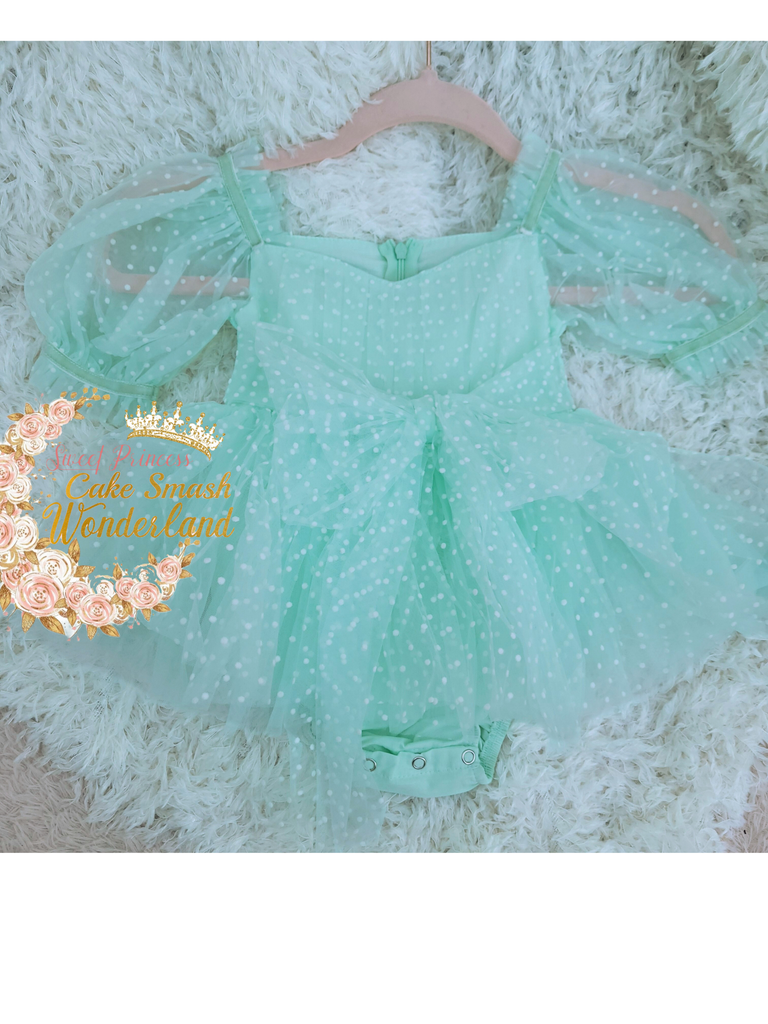 Rts Mint Mia polka dots romper size 2/3t