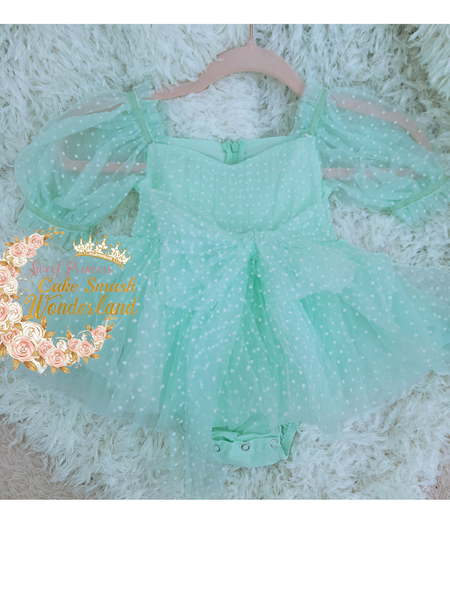 Rts Mint Mia polka dots romper size 2/3t