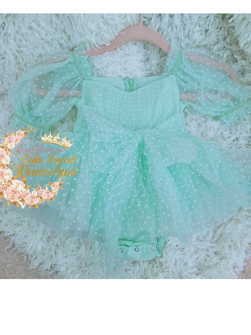 Rts Mint Mia polka dots romper size 2/3t