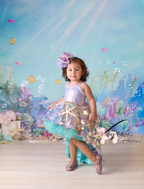 Mermaid Cove Couture Dress with aqua/jade skirt