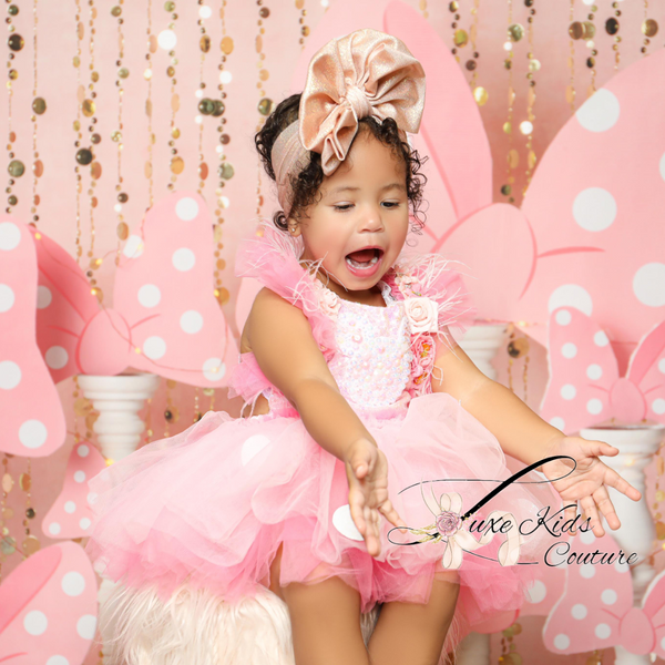 Pink Mouse pearl Couture romper