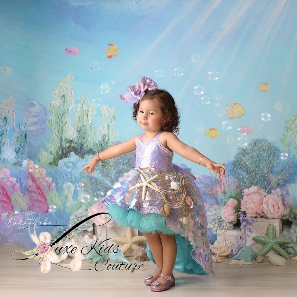 Mermaid Cove Couture Dress with aqua/jade skirt