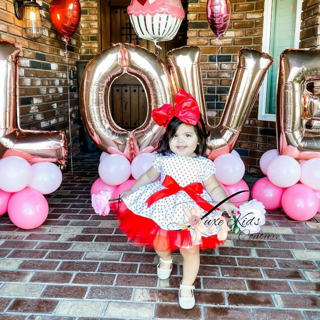 Mini Red hearts princess couture dress