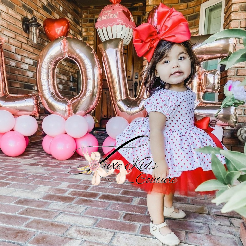 Mini Red hearts princess couture dress
