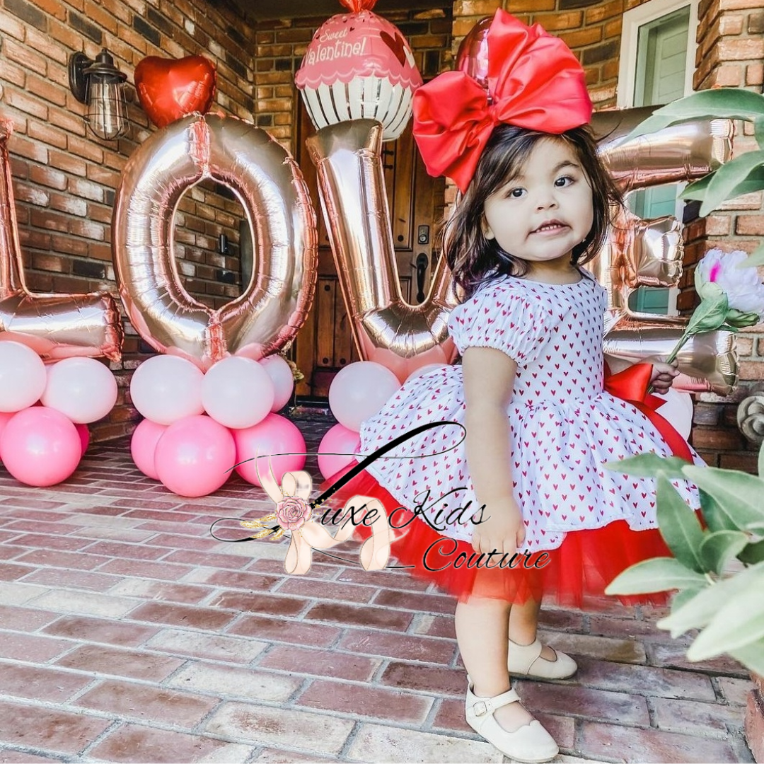 Mini Red hearts princess couture dress