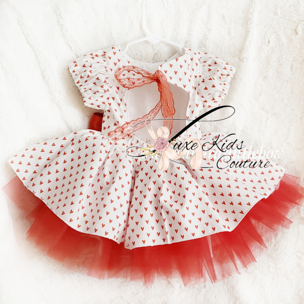 Mini Red hearts princess couture dress