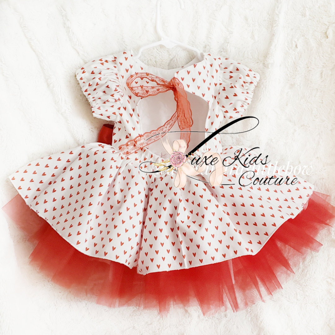 Mini Red hearts princess couture dress 12 months Mini Red hearts princess couture dress 12 months