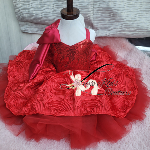 Ready to ship Red Rose Queen Couture dress size 5t fits 4t-6kids