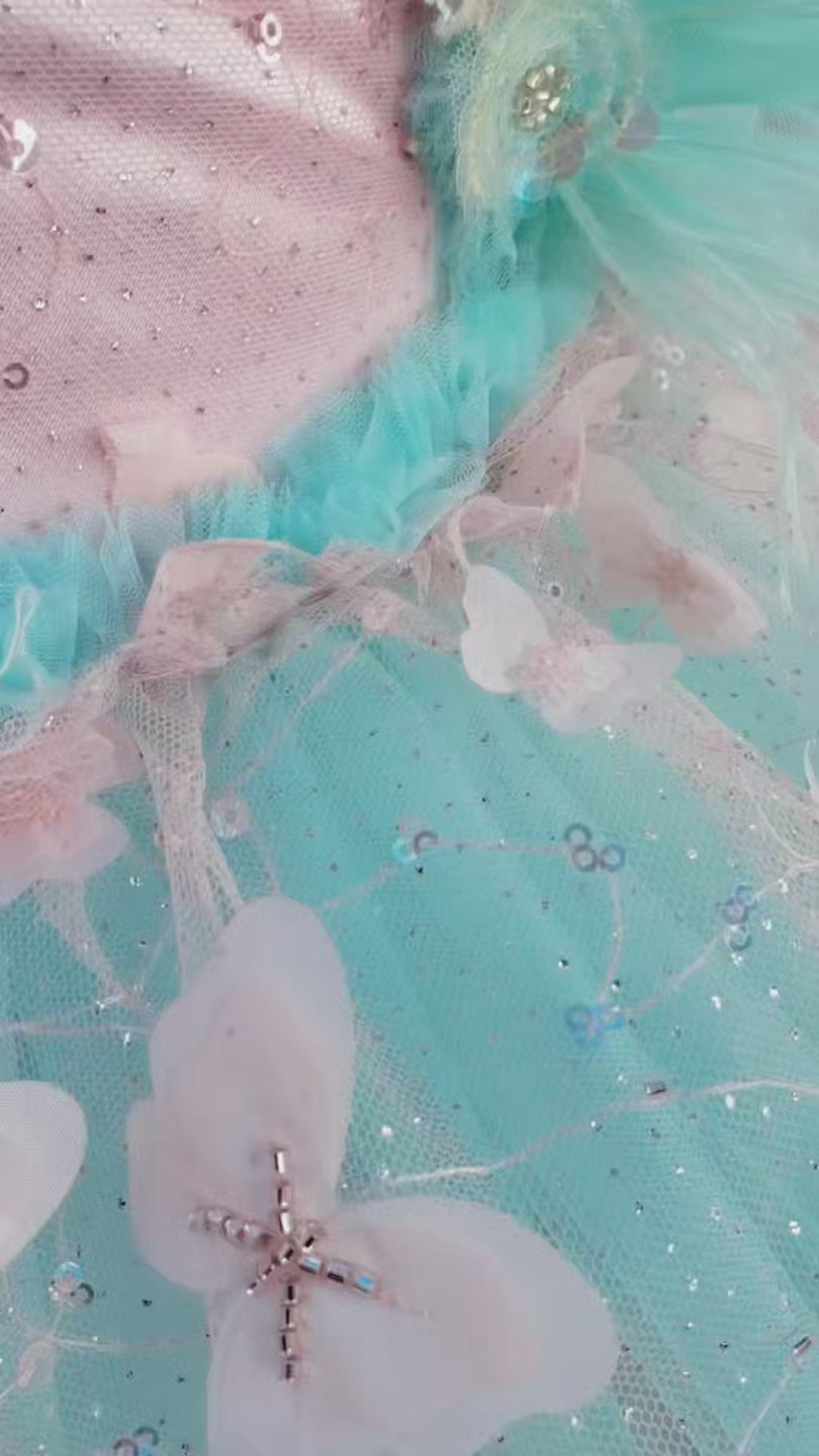 Butterfly Fairy Deluxe Whimsical romper in pink and aqua with wings