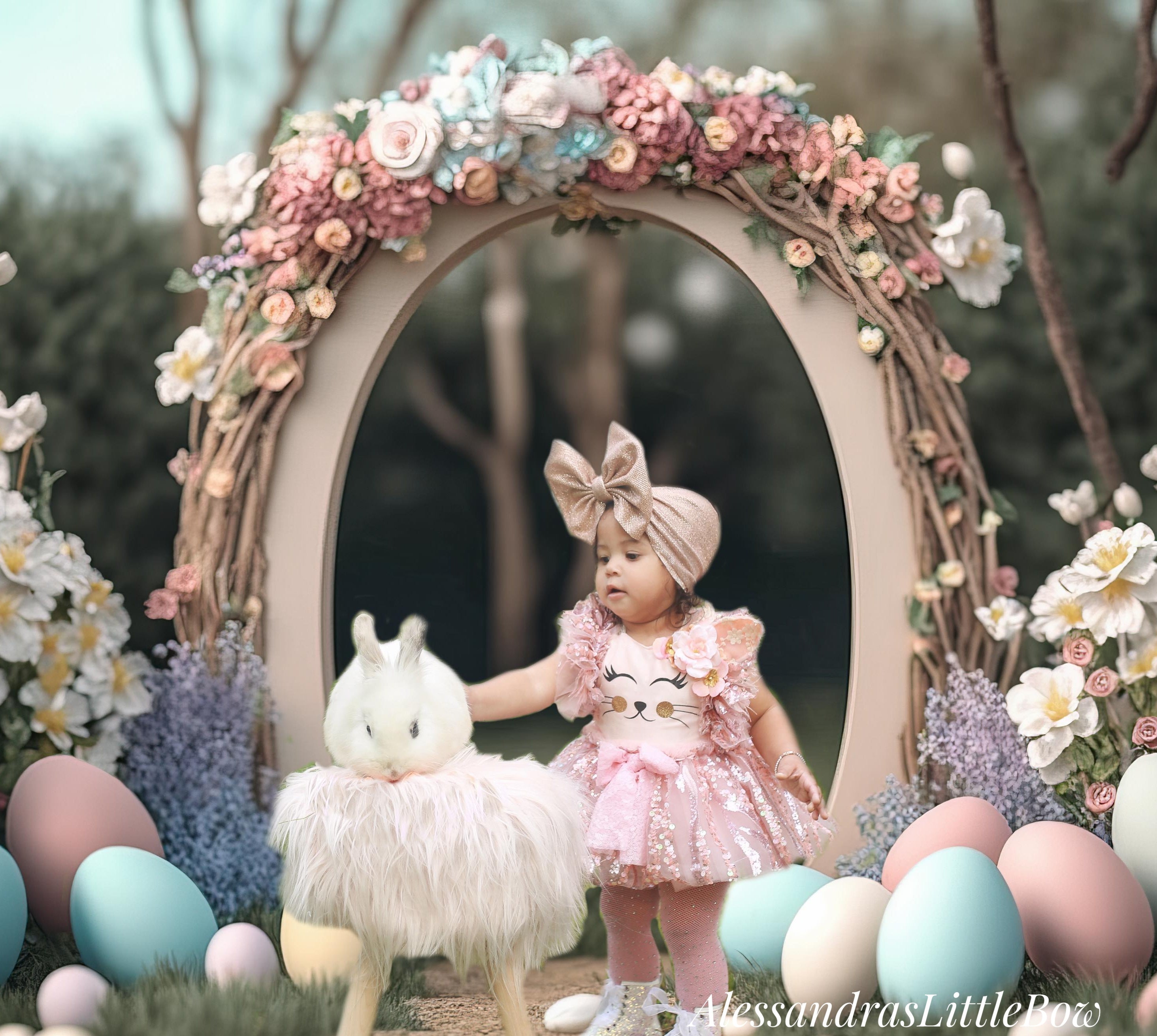 Blush Bunny Deluxe Couture romper 2023 - AlessandrasLittleBow