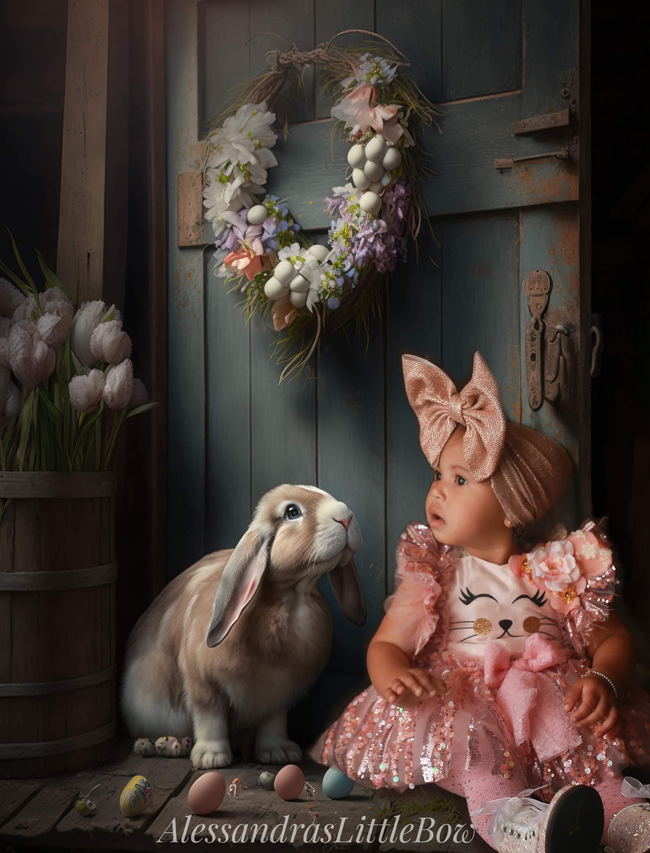 Blush Bunny Deluxe Couture romper 2023 - AlessandrasLittleBow