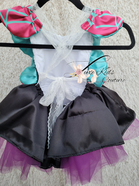 Ghost Spider Inspired Whimsical Romper Dress – Pink & Teal Spider Girl Costume
